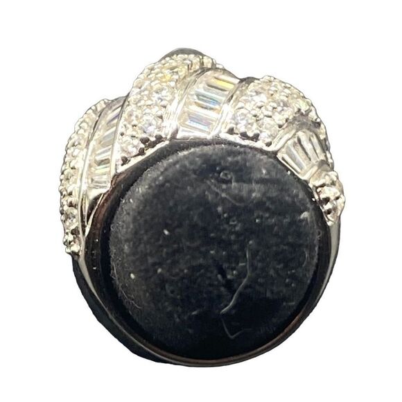 Sterling silver 925 baguette and alternating round CZ rows wave ring size 5 - Picture 9 of 10